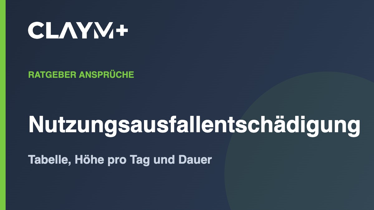 Nutzungsausfallentschädigung – Tabelle und Höhe pro Tag Nutzungsausfallentschädigung – Tabelle und Höhe pro Tag